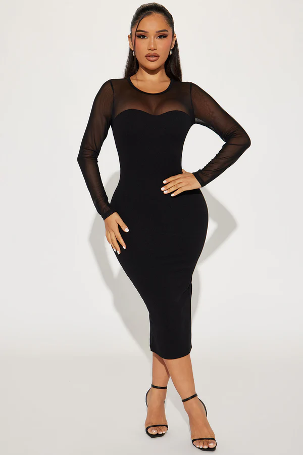 Madison Midi Dress – Black