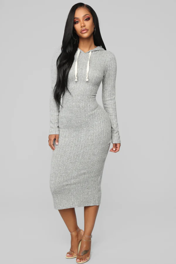 Hoodie Dress - Heather Grey